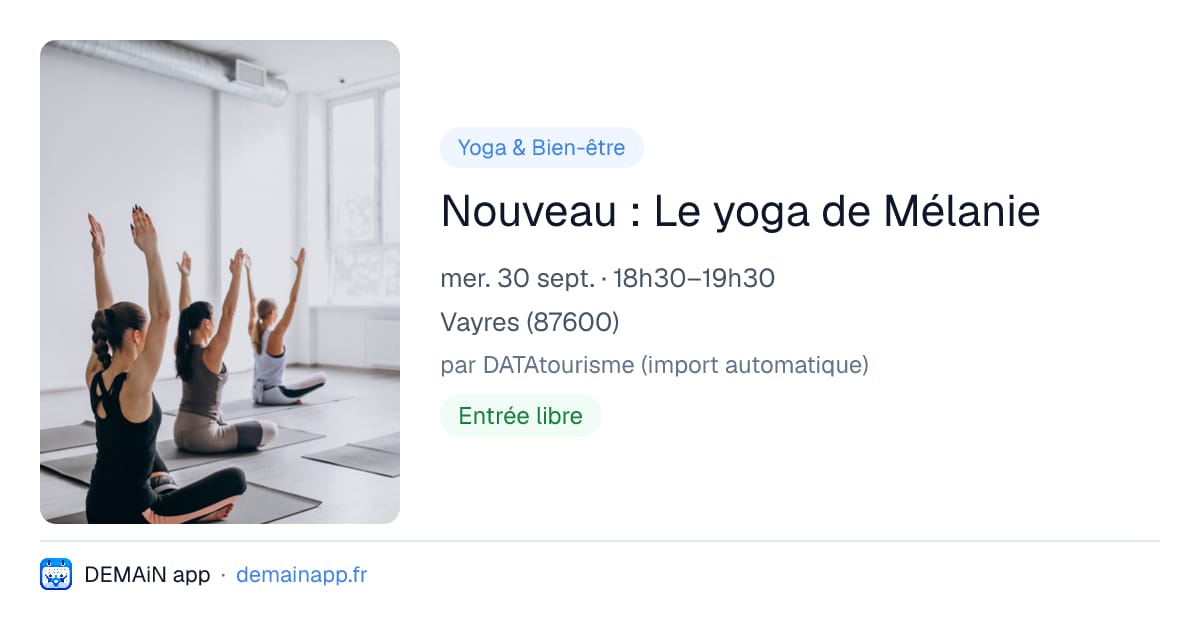 Nouveau : Le yoga de Mélanie — Vayres