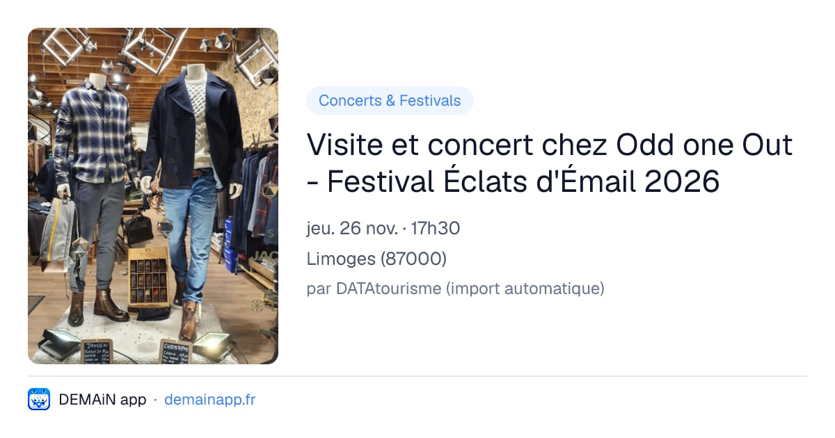 Visite et concert chez Odd one Out - Festival Éclats d'Émail 2026 — Limoges