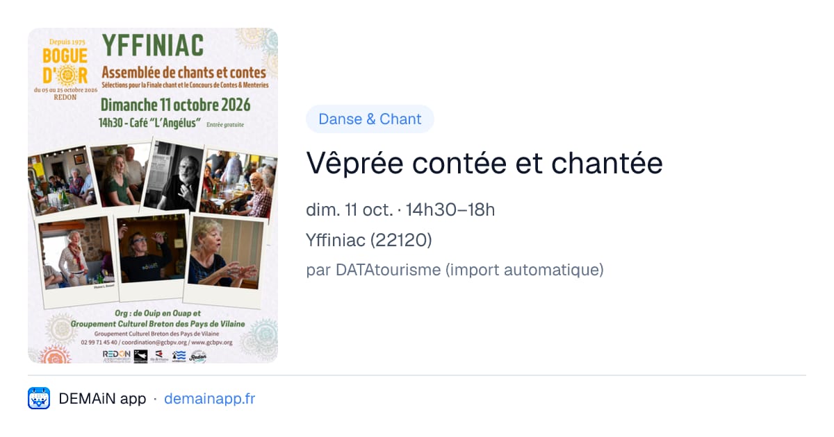 Vêprée contée et chantée — Yffiniac