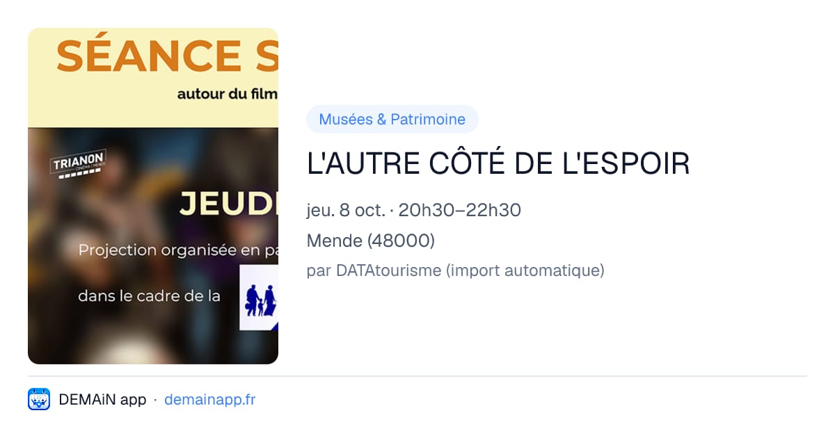 L'AUTRE CÔTÉ DE L'ESPOIR — Mende