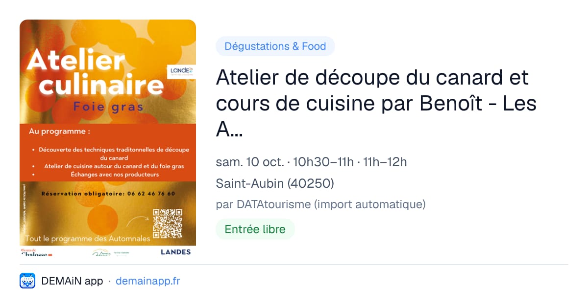 Atelier de découpe du canard et cours de cuisine par Benoît - Les Automnales du foie gras — Saint-Aubin