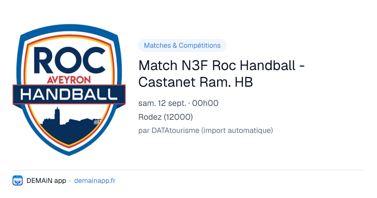 Match N3F Roc Handball - Castanet Ram. HB — Rodez