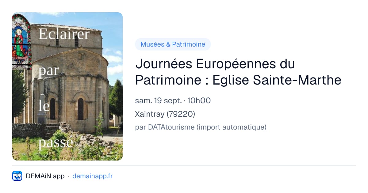 Journées Européennes du Patrimoine : Eglise Sainte-Marthe — Xaintray