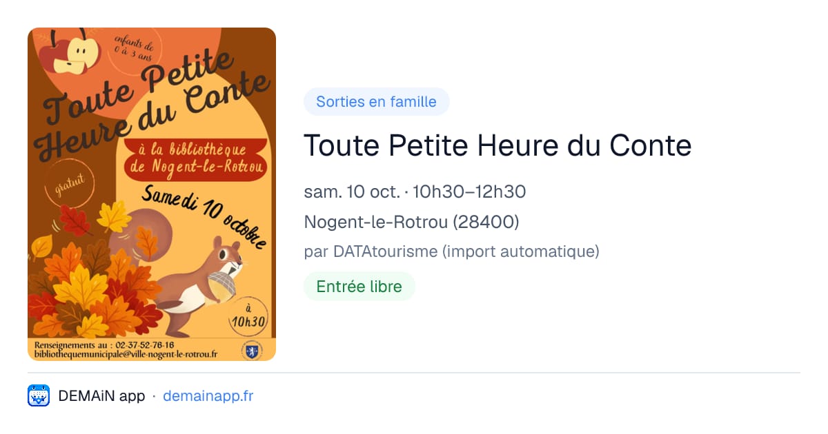 Toute Petite Heure du Conte — Nogent-le-Rotrou