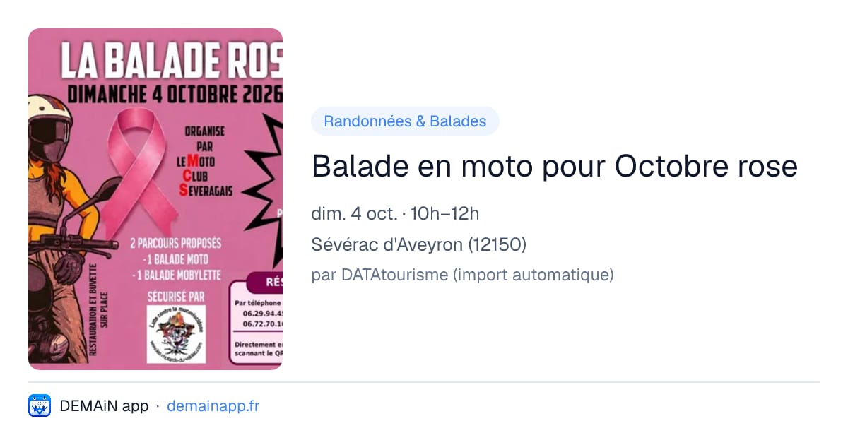 Balade en moto pour Octobre rose — Sévérac d'Aveyron