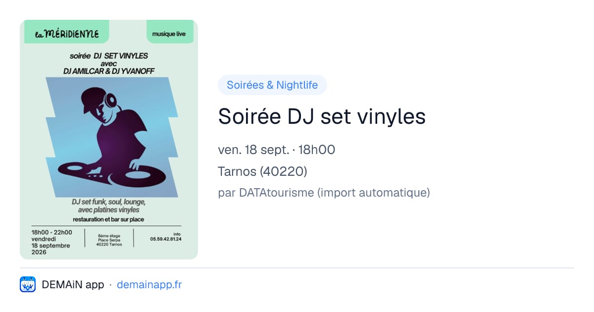 Soirée DJ set vinyles — Tarnos