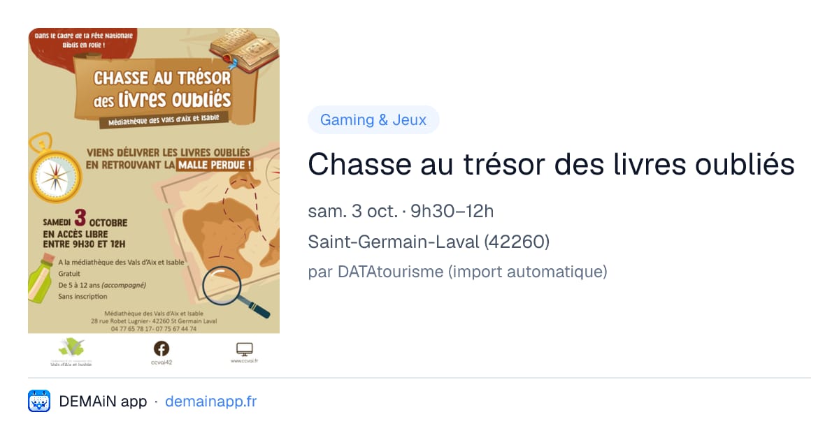 Chasse au trésor des livres oubliés — Saint-Germain-Laval