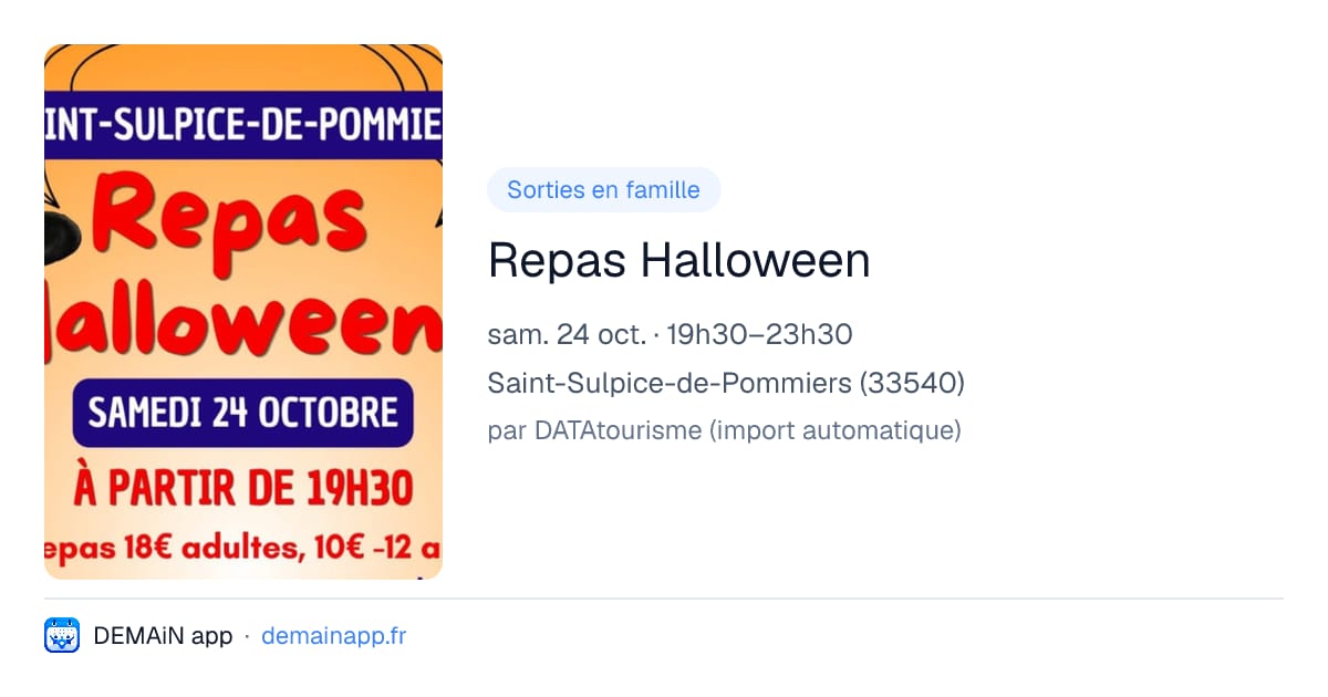 Repas Halloween — Saint-Sulpice-de-Pommiers