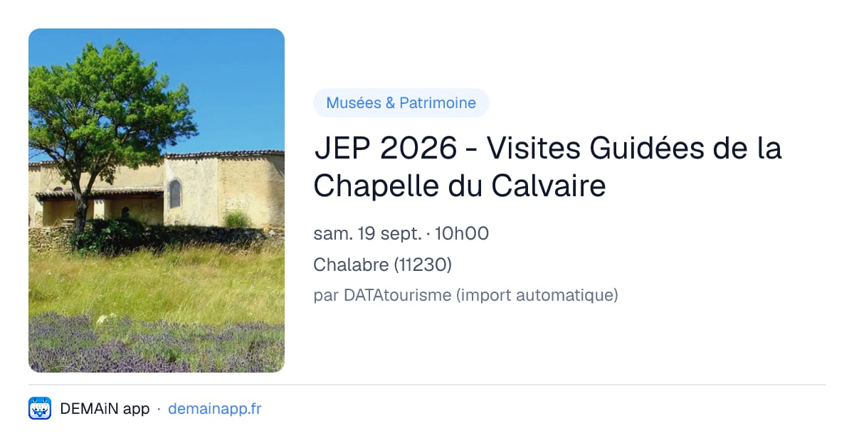 JEP 2026 - Visites Guidées de la Chapelle du Calvaire — Chalabre