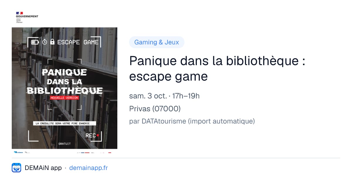 Panique dans la bibliothèque : escape game — Privas