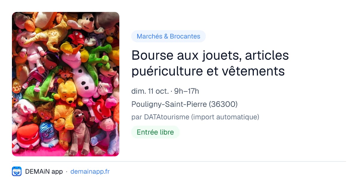 Bourse aux jouets, articles puériculture et vêtements — Pouligny-Saint-Pierre