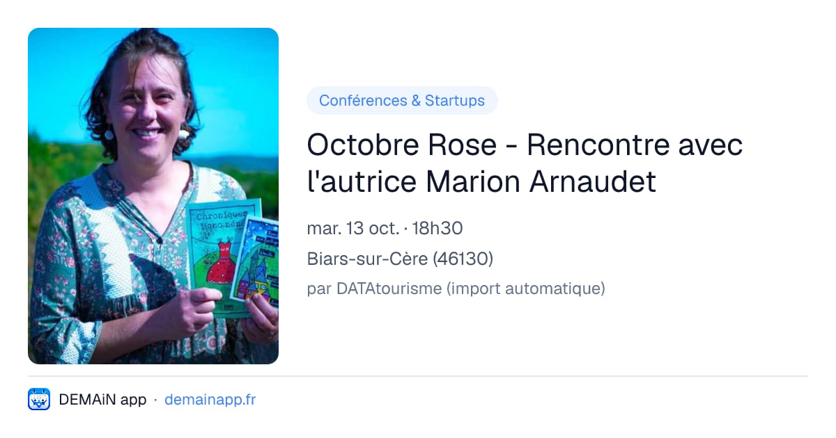 Octobre Rose - Rencontre avec l'autrice Marion Arnaudet — Biars-sur-Cère