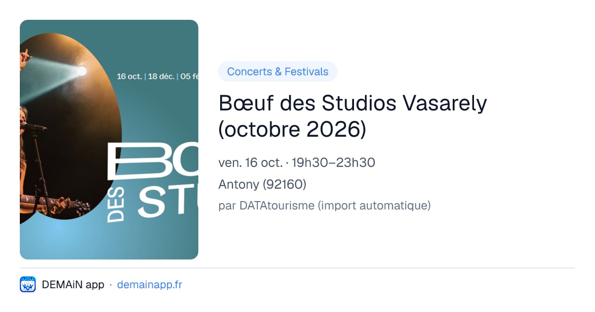 Bœuf des Studios Vasarely (octobre 2026) — Antony