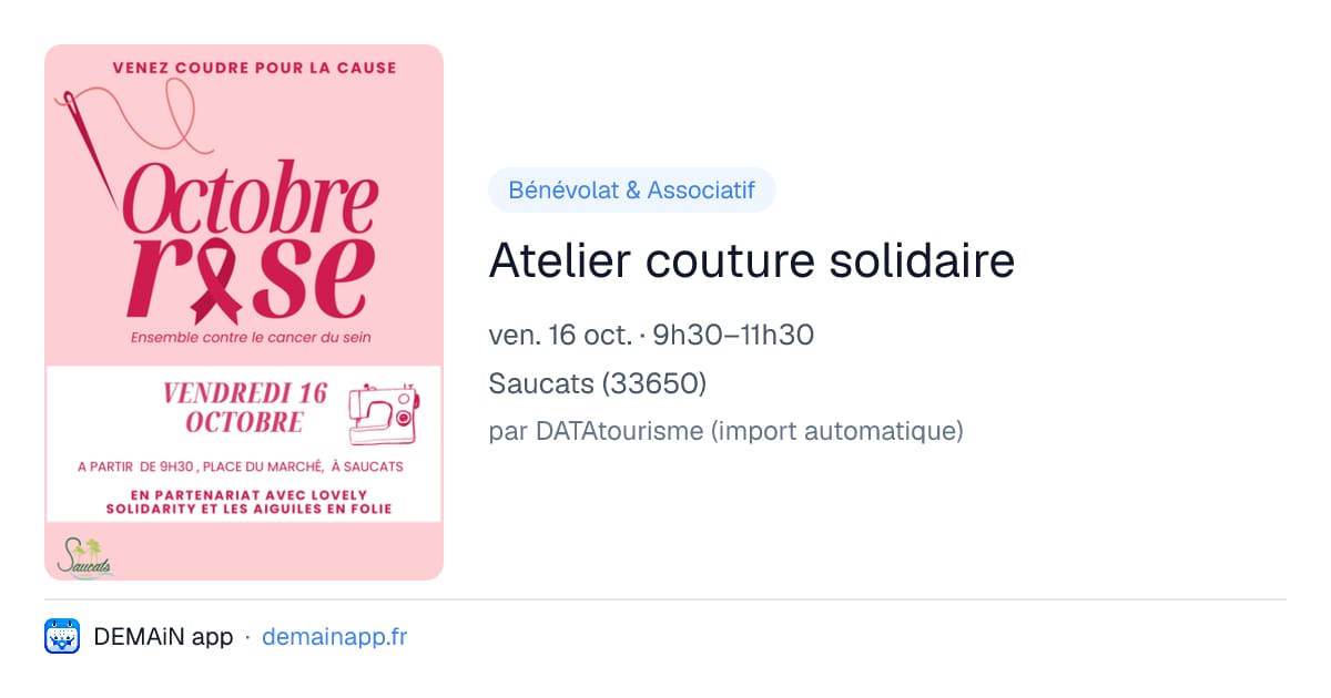 Atelier couture solidaire — Saucats