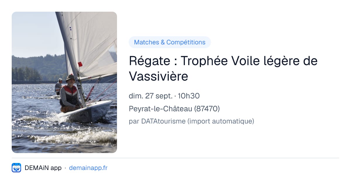Régate : Trophée Voile légère de Vassivière — Peyrat-le-Château