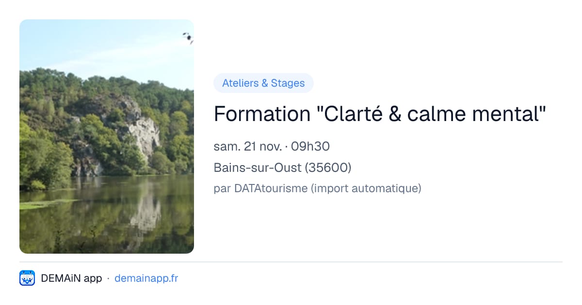 Formation "Clarté & calme mental" — Bains-sur-Oust