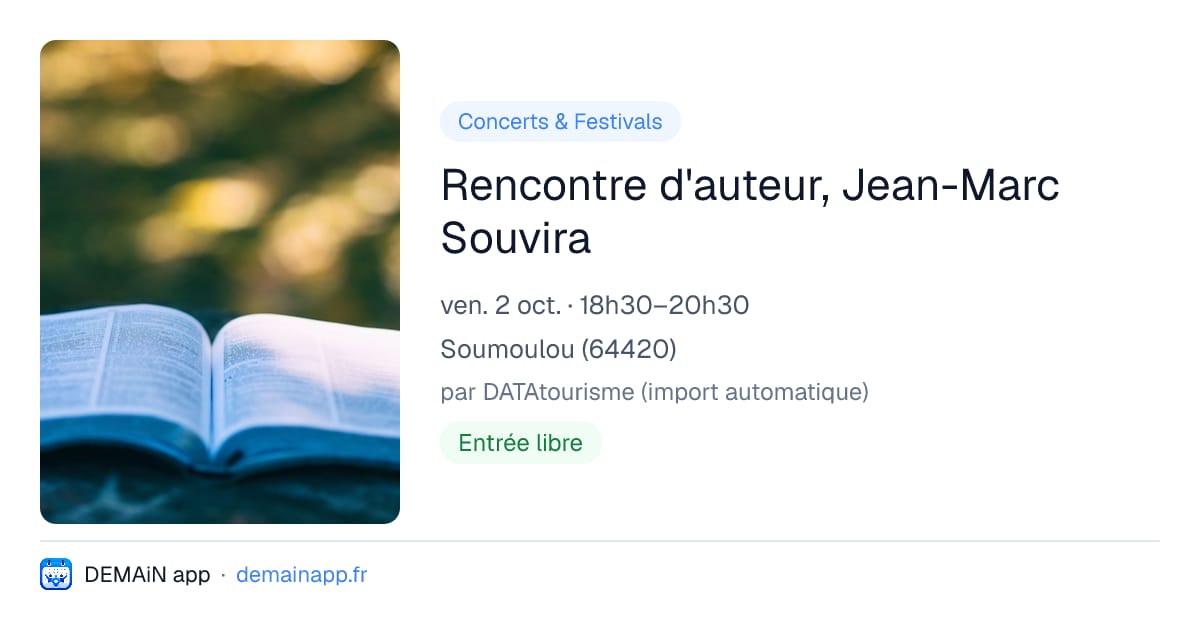 Rencontre d'auteur, Jean-Marc Souvira — Soumoulou