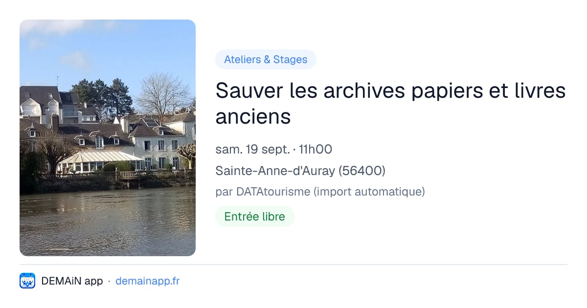 Sauver les archives papiers et livres anciens — Sainte-Anne-d'Auray