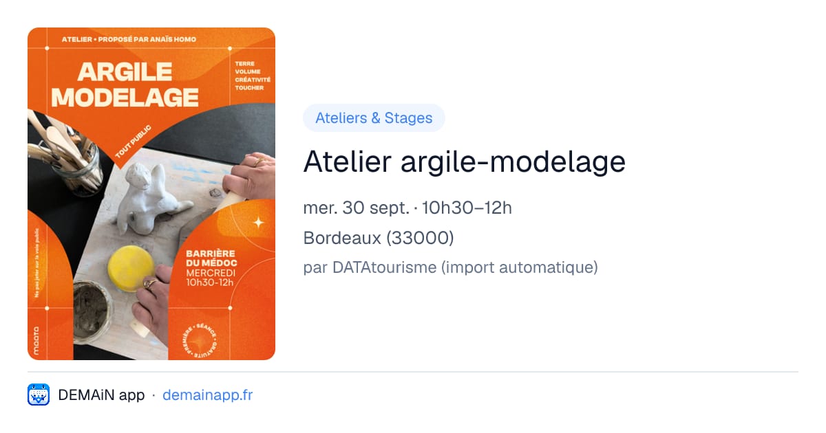 Atelier argile-modelage — Bordeaux