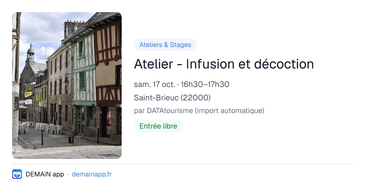 Atelier - Infusion et décoction — Saint-Brieuc