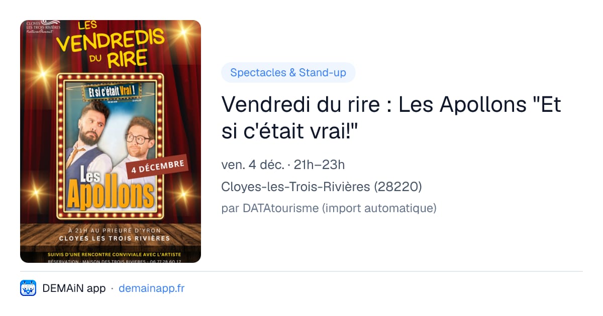 Vendredi du rire : Les Apollons "Et si c'était vrai!" — Cloyes-les-Trois-Rivières
