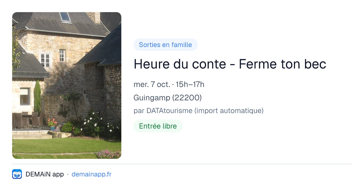 Heure du conte - Ferme ton bec — Guingamp