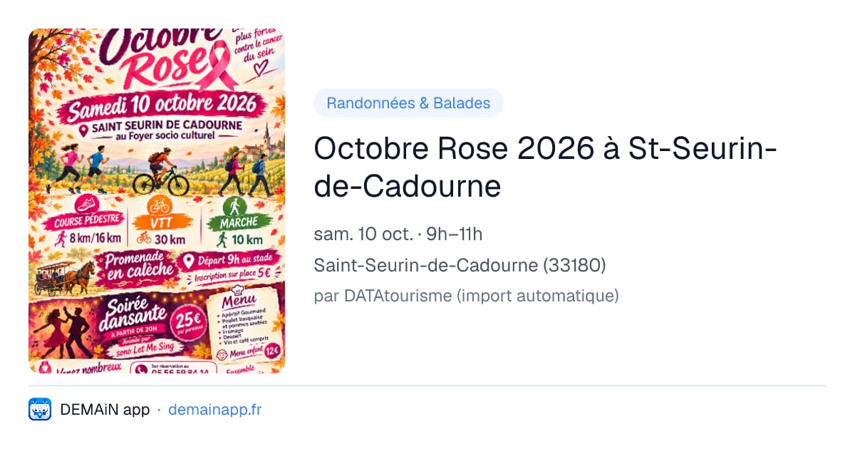 Octobre Rose 2026 à St-Seurin-de-Cadourne — Saint-Seurin-de-Cadourne