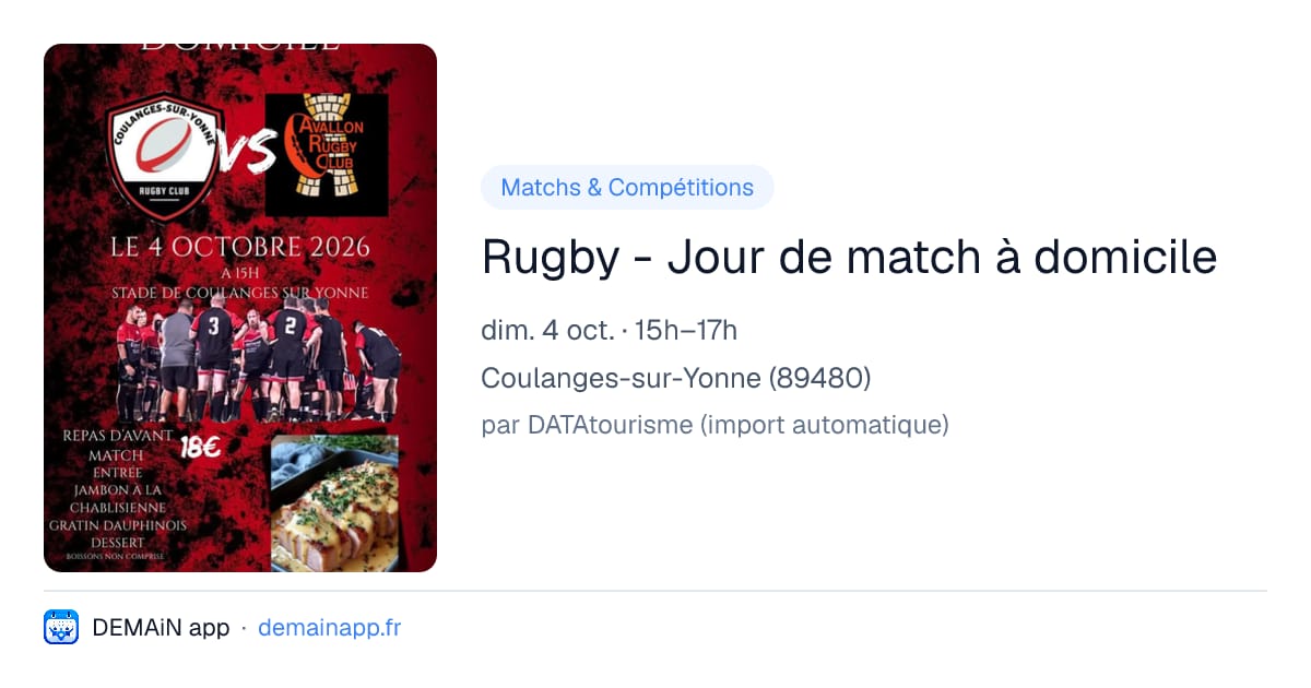 Rugby - Jour de match à domicile — Coulanges-sur-Yonne