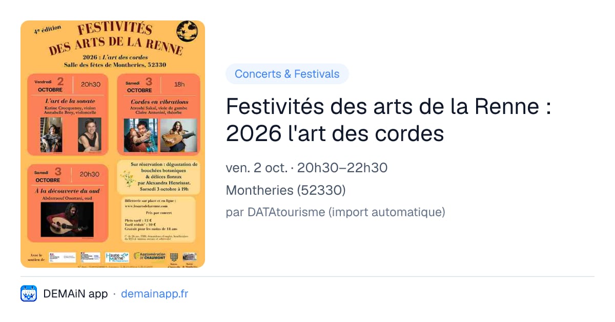 Festivités des arts de la Renne : 2026 l'art des cordes — Montheries
