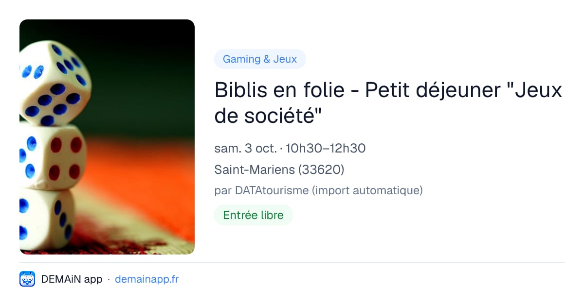 Biblis en folie - Petit déjeuner "Jeux de société" — Saint-Mariens