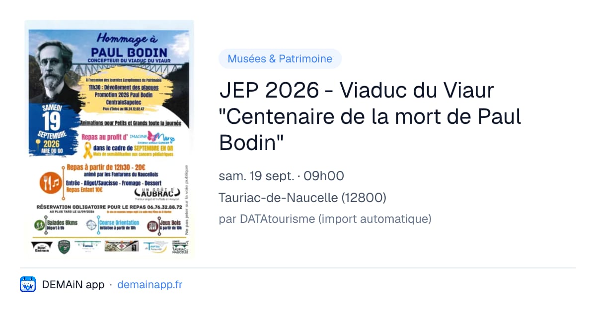JEP 2026 - Viaduc du Viaur "Centenaire de la mort de Paul Bodin" — Tauriac-de-Naucelle