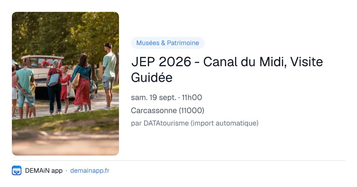 JEP 2026 - Canal du Midi, Visite Guidée — Carcassonne