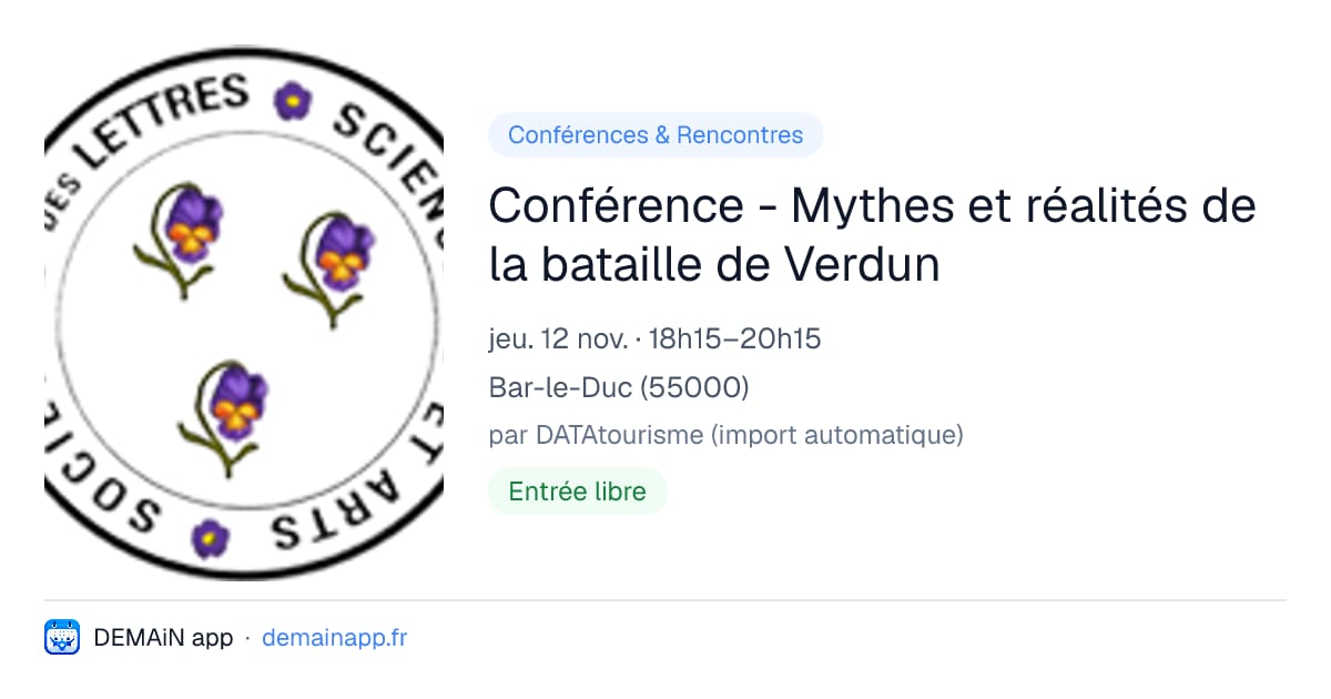 Conférence - Mythes et réalités de la bataille de Verdun — Bar-le-Duc