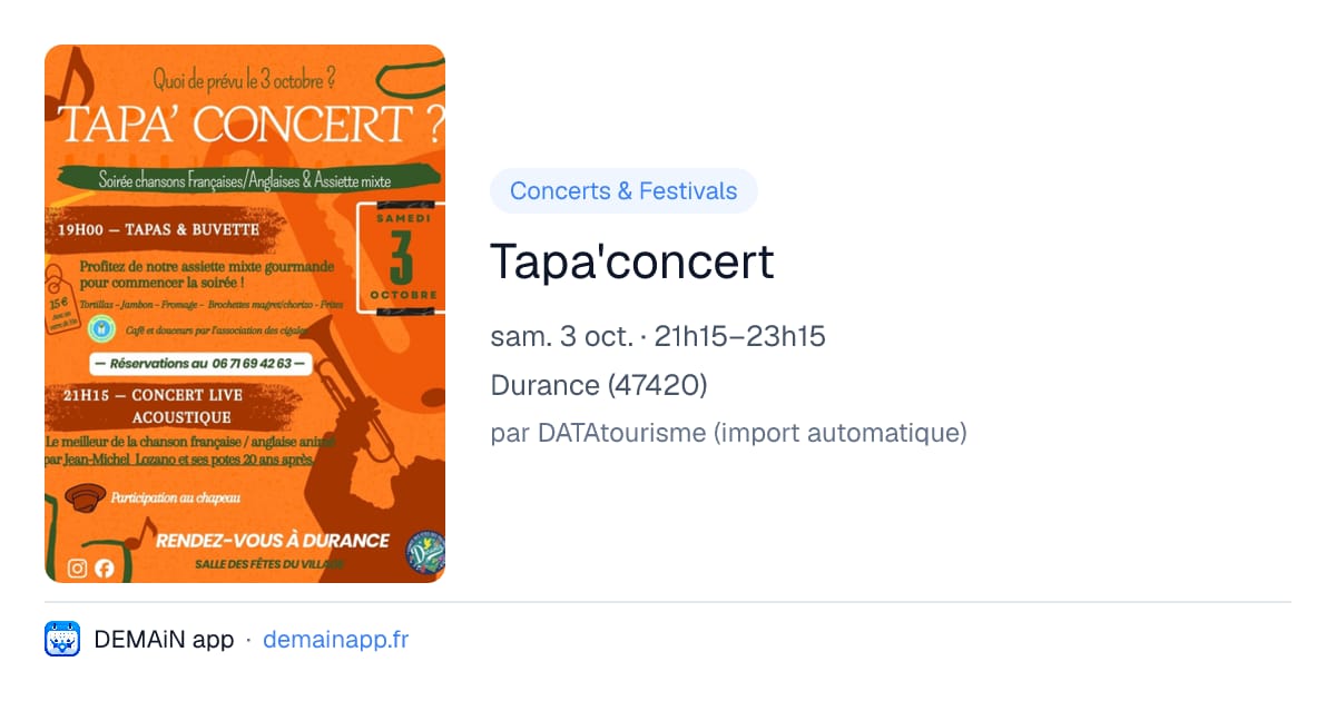 Tapa'concert — Durance