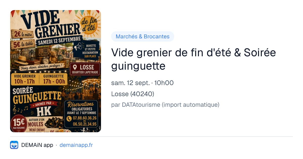 Vide grenier de fin d'été & Soirée guinguette — Losse