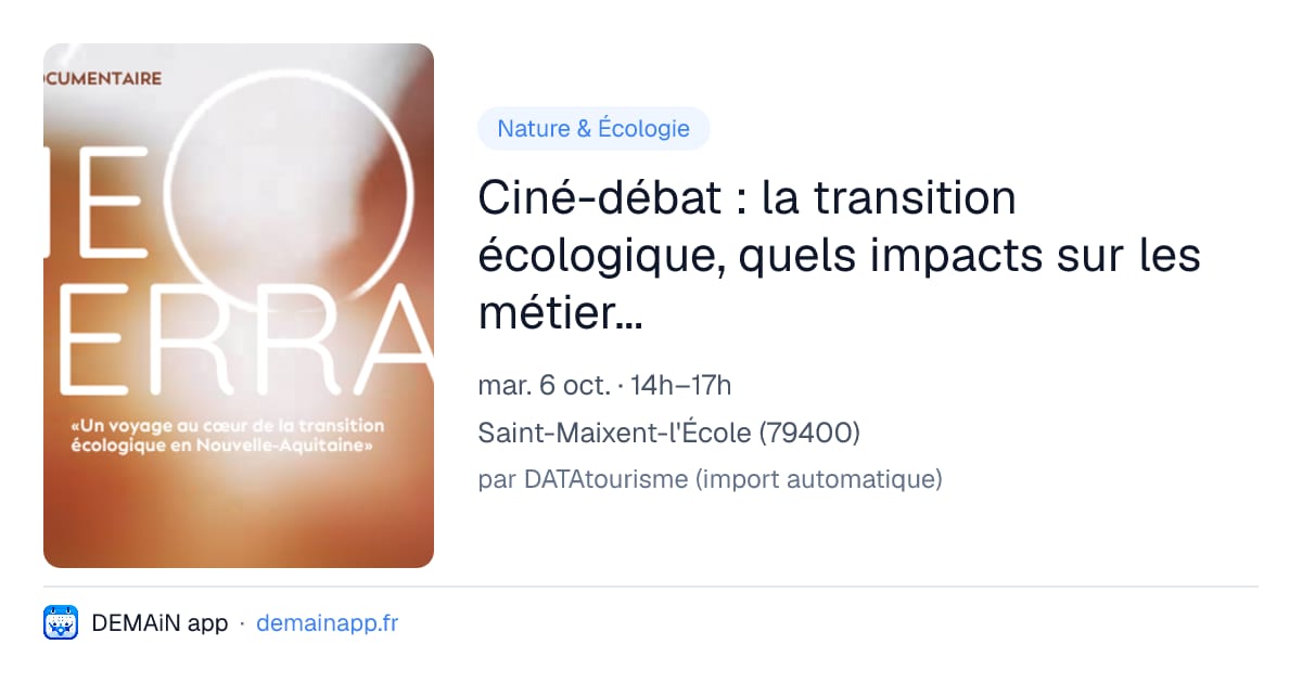 Ciné-débat : la transition écologique, quels impacts sur les métiers de demain ? — Saint-Maixent-l'École