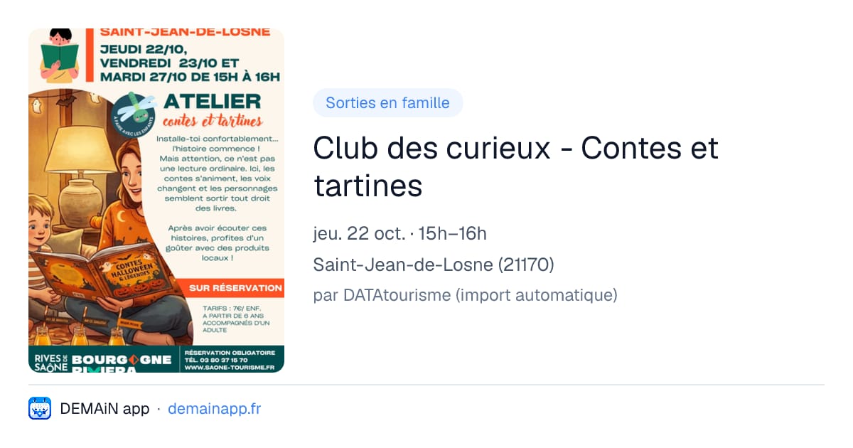 Club des curieux - Contes et tartines — Saint-Jean-de-Losne