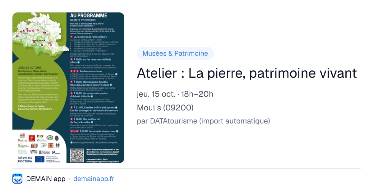 Atelier : La pierre, patrimoine vivant — Moulis