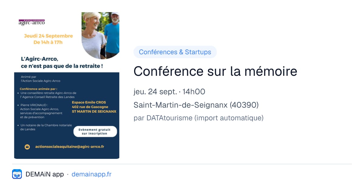 Conférence sur la mémoire — Saint-Martin-de-Seignanx