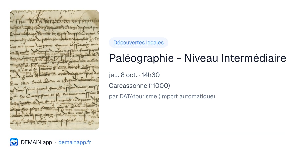 Paléographie - Niveau Intermédiaire — Carcassonne