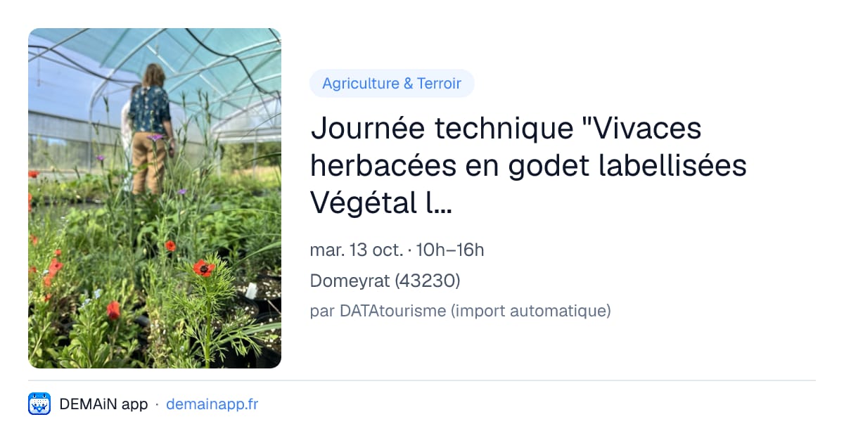 Journée technique "Vivaces herbacées en godet labellisées Végétal local" 2/2 — Domeyrat