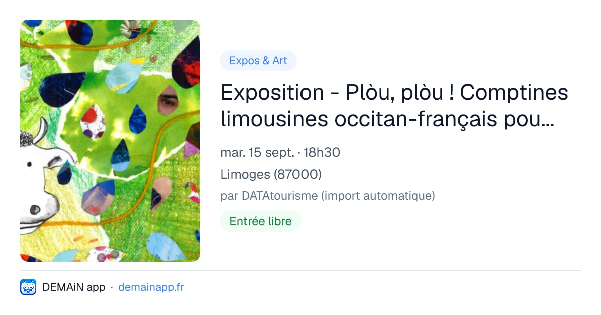 Exposition - Plòu, plòu ! Comptines limousines occitan-français pour petits et grands par des élèves du Conservatoire de Limoges — Limoges