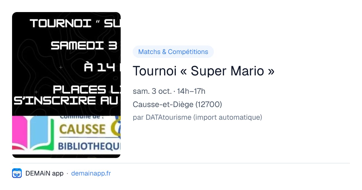 Tournoi « Super Mario » — Causse-et-Diège