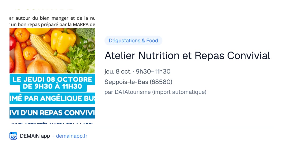 Atelier Nutrition et Repas Convivial — Seppois-le-Bas