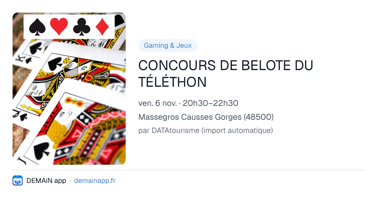 CONCOURS DE BELOTE DU TÉLÉTHON — Massegros Causses Gorges