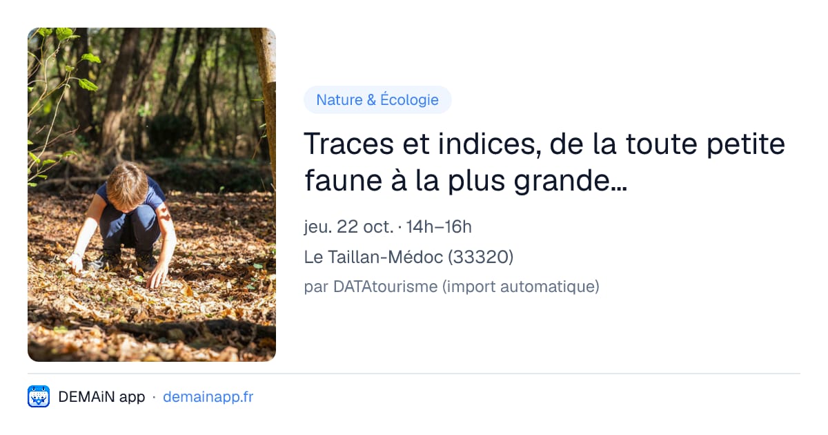 Traces et indices, de la toute petite faune à la plus grande… — Le Taillan-Médoc