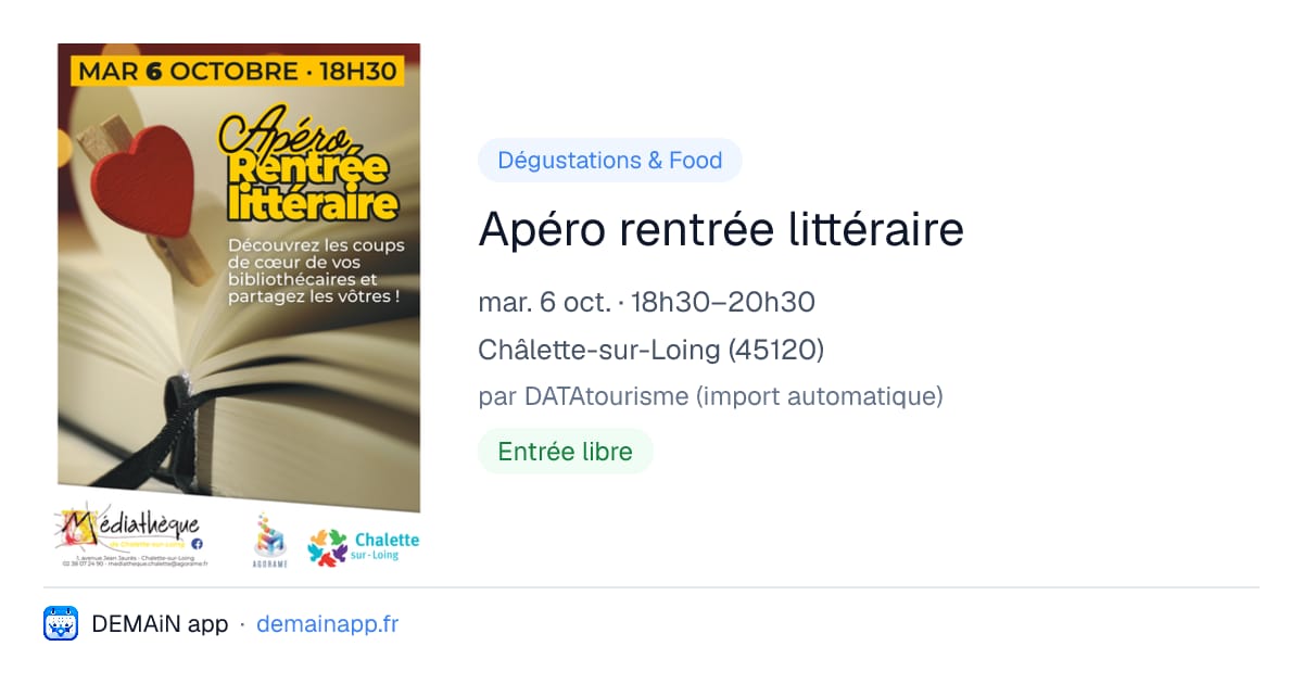Apéro rentrée littéraire — Châlette-sur-Loing