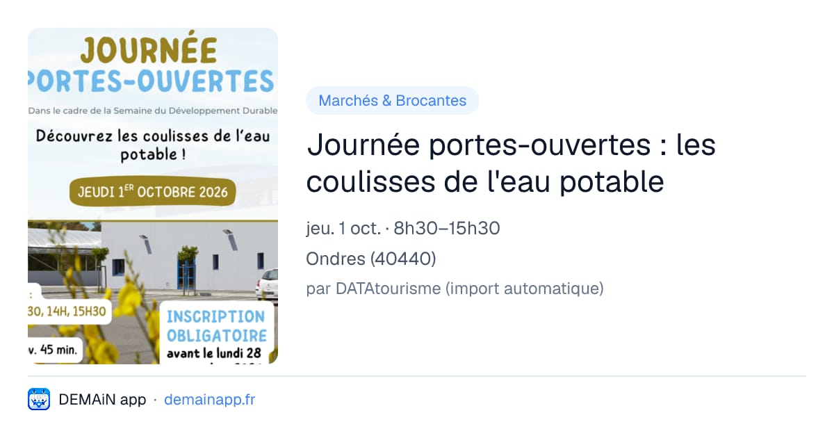 Journée portes-ouvertes : les coulisses de l'eau potable — Ondres