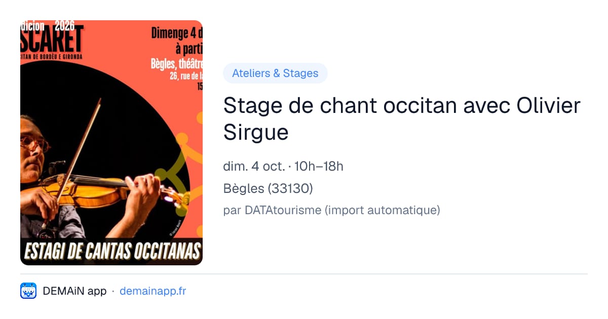 Stage de chant occitan avec Olivier Sirgue — Bègles