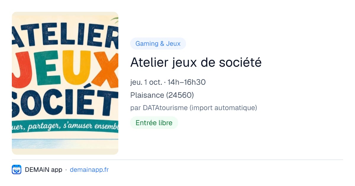Atelier jeux de société — Plaisance